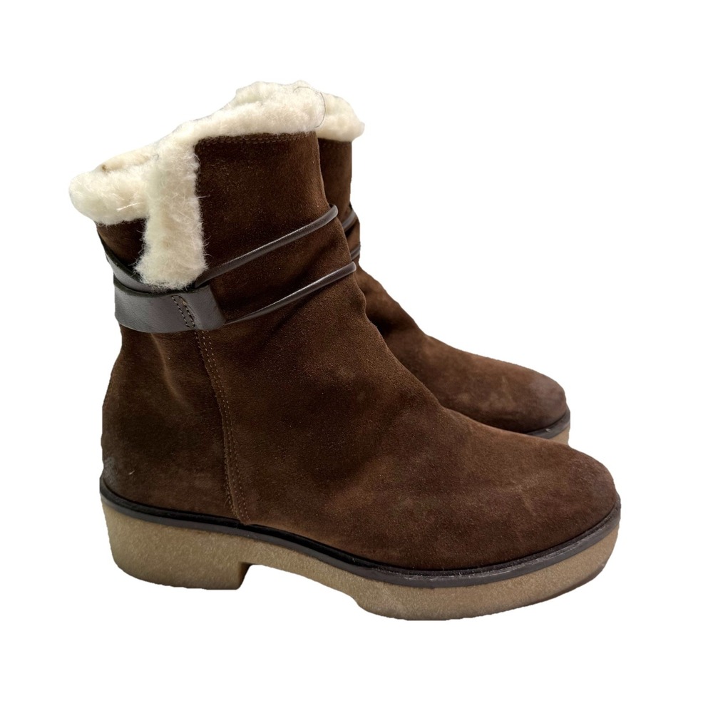 Sundance Catalog Boots Brown‎ Suede Willette Booties Leather Size 37 US 6.5-7